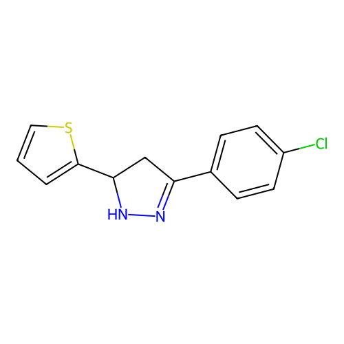 1H-Pyrazole, 3-(4-chlorophenyl)-4,5-dihydro-5-(thienyl)- structure
