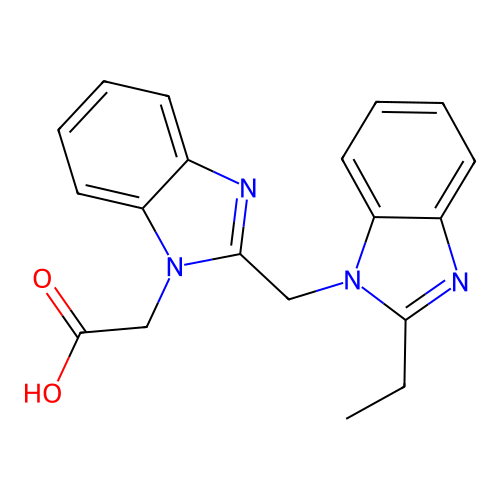 {2-[(2-ethyl-1H-benzimidazol-1-yl)methyl]-1H-benzimidazol-1-yl}acetic acid structure
