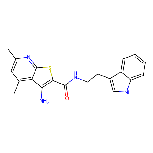 3-amino-N-[2-(1H-indol-3-yl)ethyl]-4,6-dimethylthieno[2,3-b]pyridine-2-carboxamide structure