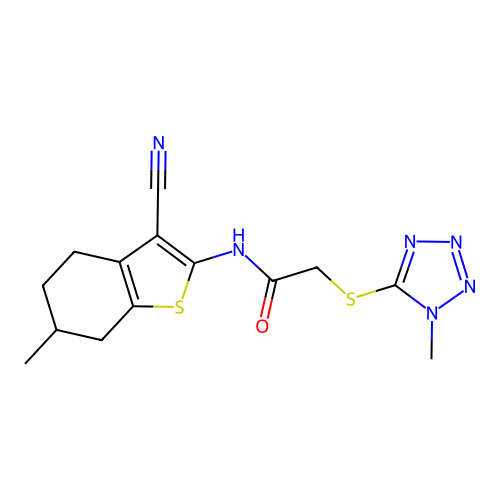 N-(3-cyano-6-methyl-4,5,6,7-tetrahydro-1-benzothiophen-2-yl)-2-(1-methyltetrazol-5-yl)sulfanylacetamide structure