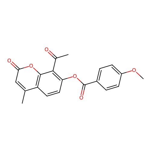 8-acetyl-4-methyl-2-oxo-2H-chromen-7-yl 4-methoxybenzoate structure