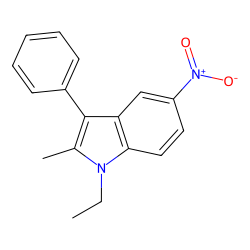 1-Ethyl-2-methyl-5-nitro-3-phenyl-1H-indole structure
