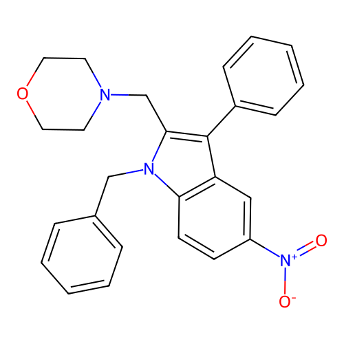 4-[(1-Benzyl-5-nitro-3-phenylindol-2-yl)methyl]morpholine structure