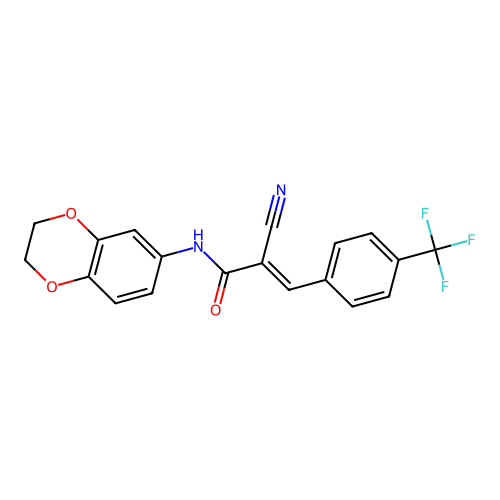(E)-2-cyano-N-(2,3-dihydro-1,4-benzodioxin-6-yl)-3-[4-(trifluoromethyl)phenyl]prop-2-enamide structure