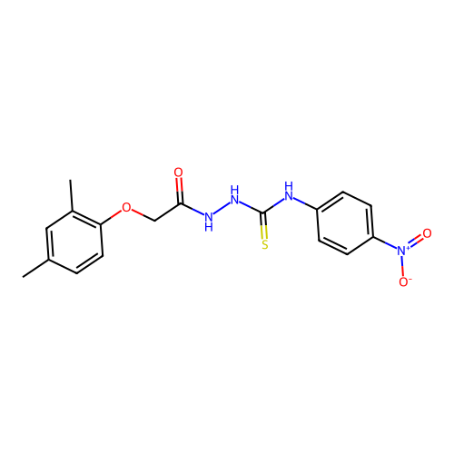 2-(2,4-dimethylphenoxy)-N-{[(4-nitrophenyl)carbamothioyl]amino}acetamide structure