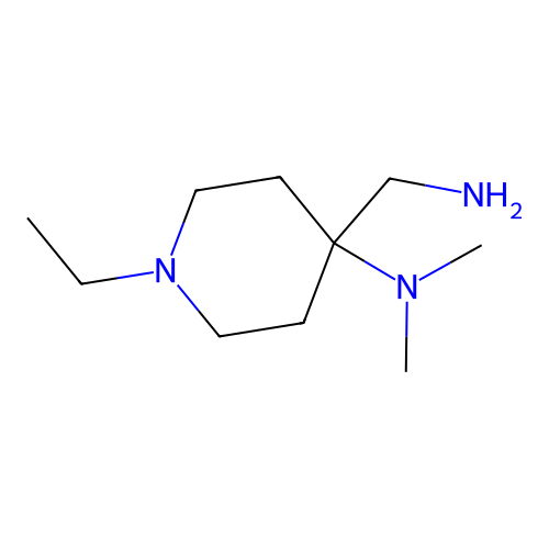 4-(aminomethyl)-1-ethyl-N,N-dimethylpiperidin-4-amine structure