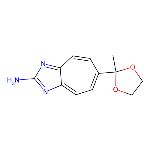 2-Amino-6-(1,1-ethylenedioxyethyl)-1,3-diazaazulene structure