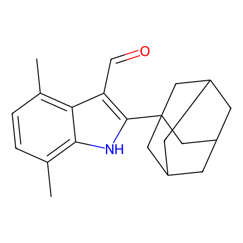 2-(1-adamantyl)-4,7-dimethyl-1H-indole-3-carbaldehyde structure