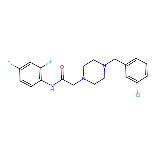 2-[4-[(3-chlorophenyl)methyl]piperazin-1-yl]-N-(2,4-difluorophenyl)acetamide structure