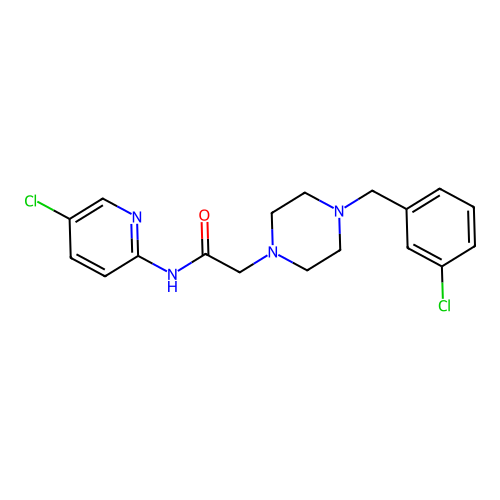 2-[4-[(3-chlorophenyl)methyl]piperazin-1-yl]-N-(5-chloropyridin-2-yl)acetamide structure