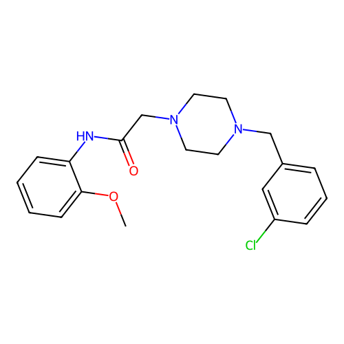 2-[4-[(3-chlorophenyl)methyl]piperazin-1-yl]-N-(2-methoxyphenyl)acetamide structure