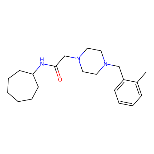 N-cycloheptyl-2-[4-[(2-methylphenyl)methyl]piperazin-1-yl]acetamide structure