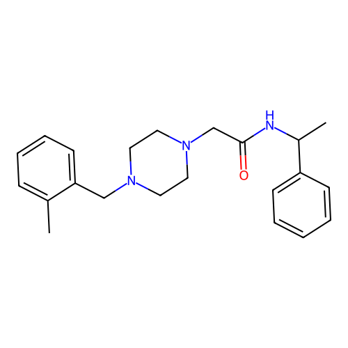 2-[4-[(2-methylphenyl)methyl]piperazin-1-yl]-N-(1-phenylethyl)acetamide structure