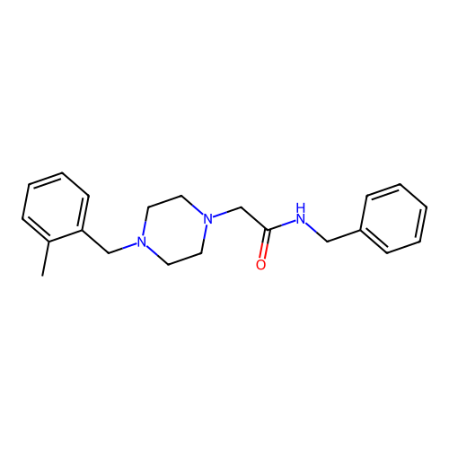 N-benzyl-2-[4-[(2-methylphenyl)methyl]piperazin-1-yl]acetamide structure