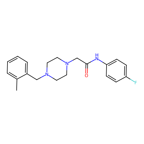 N-(4-fluorophenyl)-2-[4-[(2-methylphenyl)methyl]piperazin-1-yl]acetamide structure