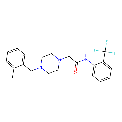2-[4-[(2-methylphenyl)methyl]piperazin-1-yl]-N-[2-(trifluoromethyl)phenyl]acetamide structure