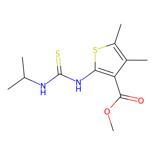 Methyl 4,5-dimethyl-2-[[[(1-methylethyl)amino]thioxomethyl]amino]-3-thiophenecarboxylate structure