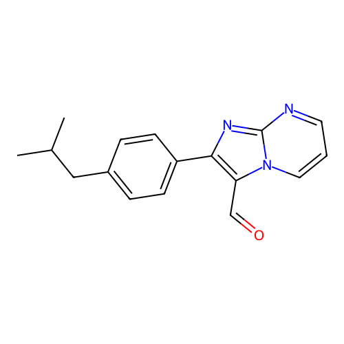 2-(4-Isobutylphenyl)imidazo[1,2-a]pyrimidine-3-carbaldehyde structure