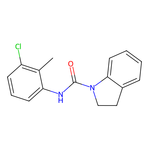 N-(3-chloro-2-methylphenyl)-2,3-dihydroindole-1-carboxamide structure