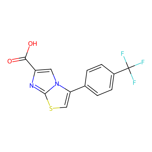 3-[4-(Trifluoromethyl)phenyl]imidazo[2,1-b][1,3]thiazole-6-carboxylic acid structure