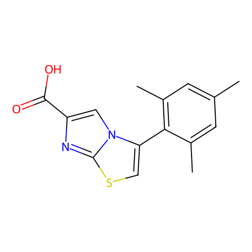 3-(2,4,6-Trimethylphenyl)imidazo[2,1-b][1,3]thiazole-6-carboxylic acid structure