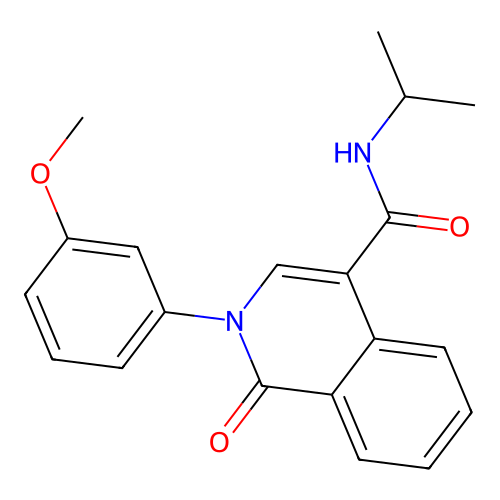 N-isopropyl-2-(3-methoxyphenyl)-1-oxo-1,2-dihydroisoquinoline-4-carboxamide structure