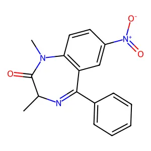 1,3-Dihydro-1,3-dimethyl-7-nitro-5-phenyl-2H-1,4-benzodiazepin-2-one structure