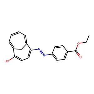 Ethyl p-(5-oxobicyclo(4.4.1)undeca-3,6,8,10-tetraen-2-ylidene)hydrazinobenzoate structure