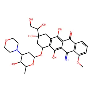 11-amino-3-(1,2-dihydroxyethyl)-3,6-dihydroxy-1-(5-hydroxy-6-methyl-4-morpholin-4-yloxan-2-yl)oxy-10-methoxy-2,4-dihydro-1H-tetracene-5,12-dione structure