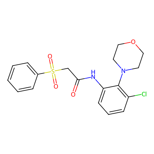 2-(benzenesulfonyl)-N-(3-chloro-2-morpholin-4-ylphenyl)acetamide structure
