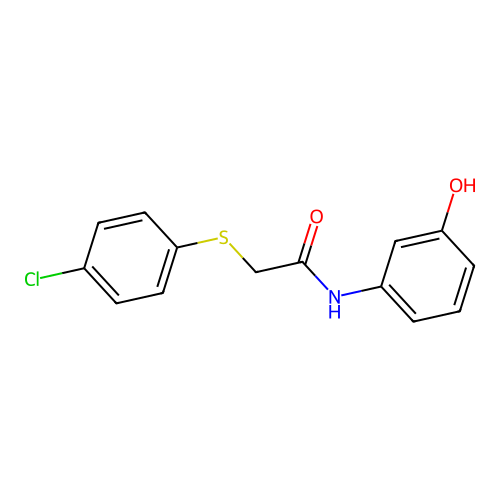 2-[(4-chlorophenyl)sulfanyl]-N-(3-hydroxyphenyl)acetamide structure