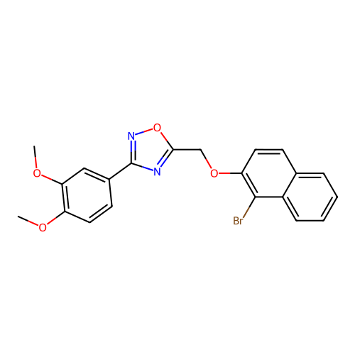5-(((1-Bromonaphthalen-2-yl)oxy)methyl)-3-(3,4-dimethoxyphenyl)-1,2,4-oxadiazole structure