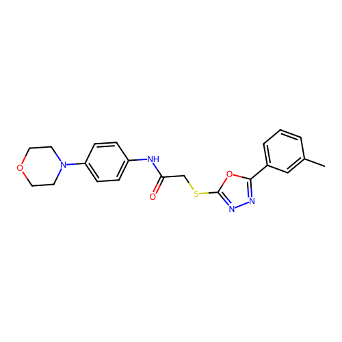 2-[[5-(3-methylphenyl)-1,3,4-oxadiazol-2-yl]sulfanyl]-N-(4-morpholin-4-ylphenyl)acetamide structure