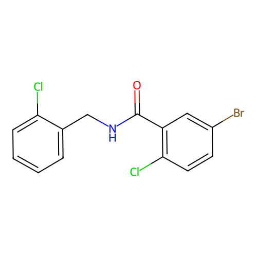 5-bromo-2-chloro-N-[(2-chlorophenyl)methyl]benzamide structure