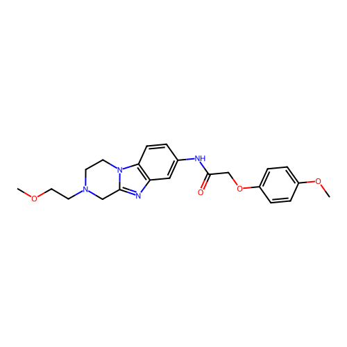 N-[2-(2-methoxyethyl)-1,2,3,4-tetrahydropyrazino[1,2-a]benzimidazol-8-yl]-2-(4-methoxyphenoxy)acetamide structure