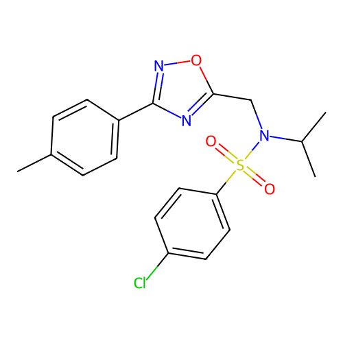4-chloro-N-isopropyl-N-((3-(p-tolyl)-1,2,4-oxadiazol-5-yl)methyl)benzenesulfonamide structure