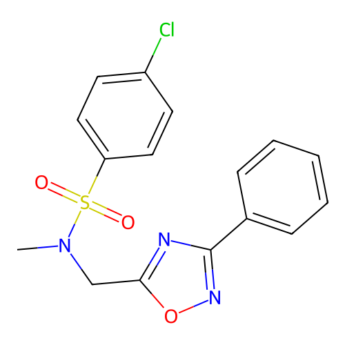 4-chloro-N-methyl-N-[(3-phenyl-1,2,4-oxadiazol-5-yl)methyl]benzenesulfonamide structure