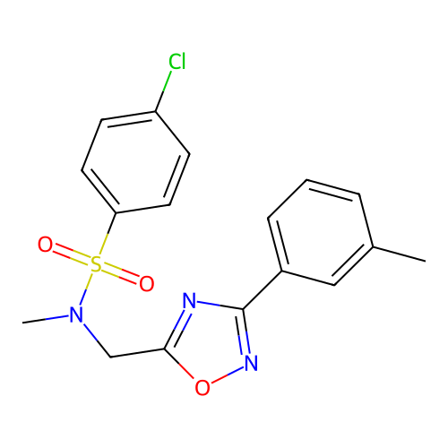 4-chloro-N-methyl-N-((3-(m-tolyl)-1,2,4-oxadiazol-5-yl)methyl)benzenesulfonamide structure
