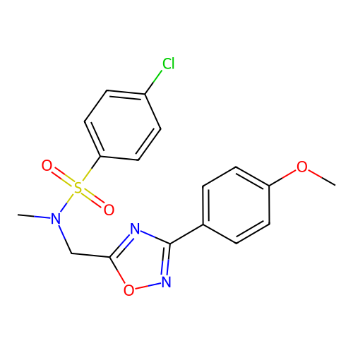 4-chloro-N-((3-(4-methoxyphenyl)-1,2,4-oxadiazol-5-yl)methyl)-N-methylbenzenesulfonamide structure