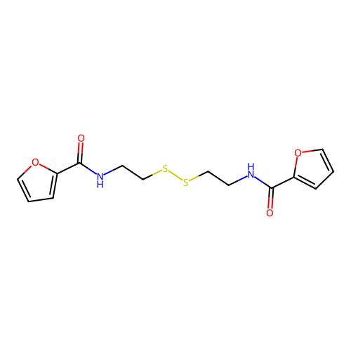 N-[2-[2-(furan-2-carbonylamino)ethyldisulfanyl]ethyl]furan-2-carboxamide structure