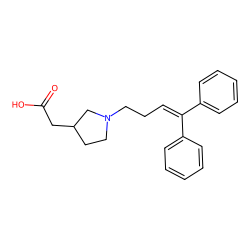 [1-(4,4-Diphenyl-but-3-enyl)-pyrrolidin-3-yl]-acetic acid structure
