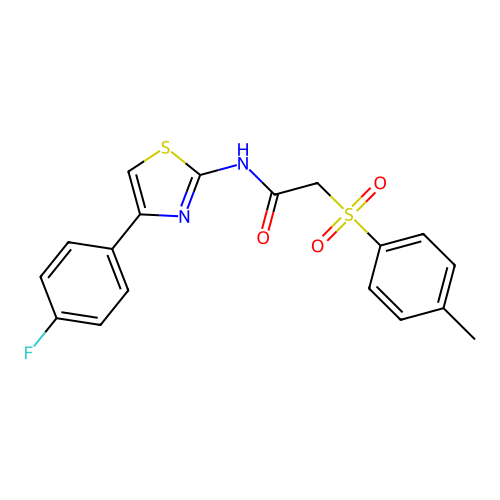 N-[4-(4-fluorophenyl)-1,3-thiazol-2-yl]-2-(4-methylbenzenesulfonyl)acetamide structure