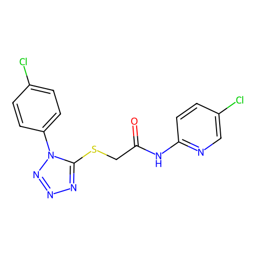 2-((1-(4-chlorophenyl)-1H-tetrazol-5-yl)thio)-N-(5-chloropyridin-2-yl)acetamide structure
