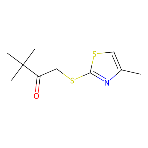 3,3-Dimethyl-1-((4-methylthiazol-2-yl)thio)butan-2-one structure