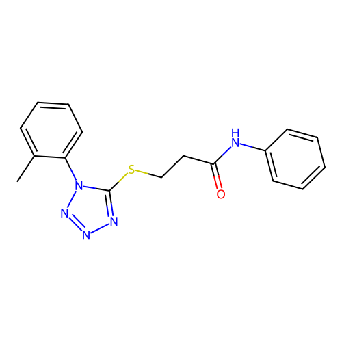 3-[1-(2-methylphenyl)tetrazol-5-yl]sulfanyl-N-phenylpropanamide structure