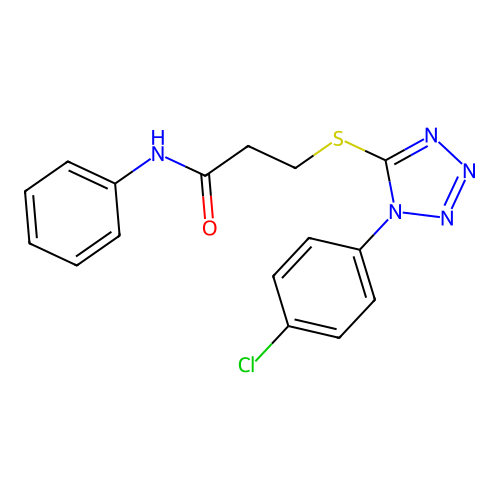 3-{[1-(4-chlorophenyl)-1H-tetrazol-5-yl]sulfanyl}-N-phenylpropanamide structure