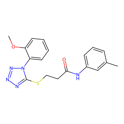 3-[1-(2-methoxyphenyl)tetrazol-5-yl]sulfanyl-N-(3-methylphenyl)propanamide structure
