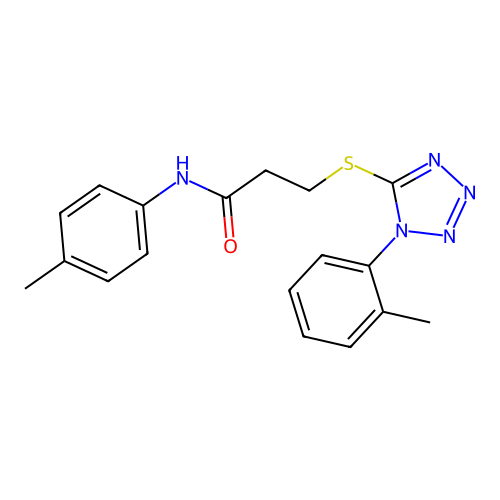 N-(4-methylphenyl)-3-[1-(2-methylphenyl)tetrazol-5-yl]sulfanylpropanamide structure