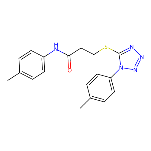 N-(4-methylphenyl)-3-[1-(4-methylphenyl)tetrazol-5-yl]sulfanylpropanamide structure