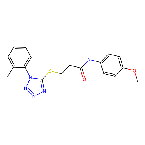 N-(4-methoxyphenyl)-3-[1-(2-methylphenyl)tetrazol-5-yl]sulfanylpropanamide structure